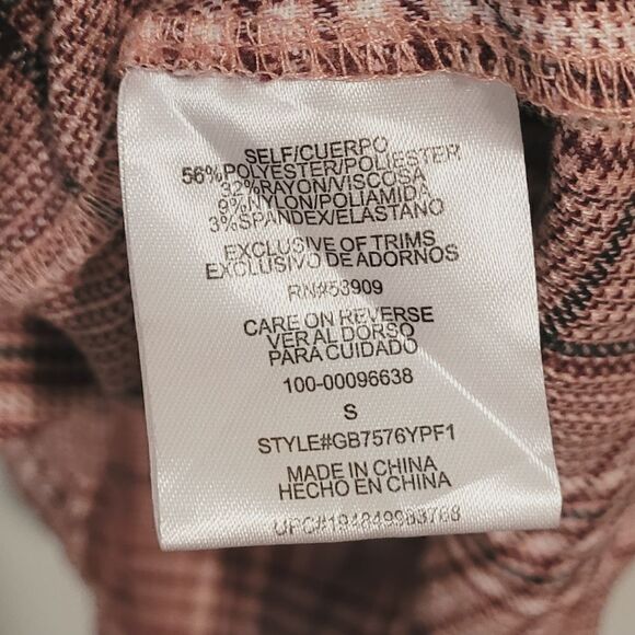 GB Gianni Bini Pink Plaid High Neck Puff Sleeve Dress Size Small - Picture 4 of 8